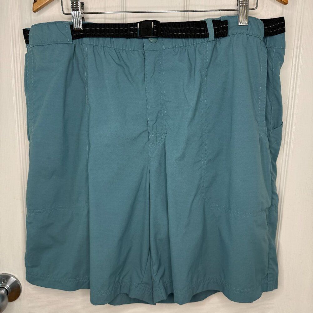Vintage L.L. Bean 100% Nylon Teal Outdoor Belted Hiking Shorts Lined Size XL